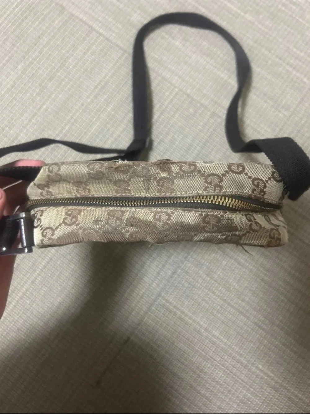 Gucci Beige and Brown GG Monogram Messenger Crossbody